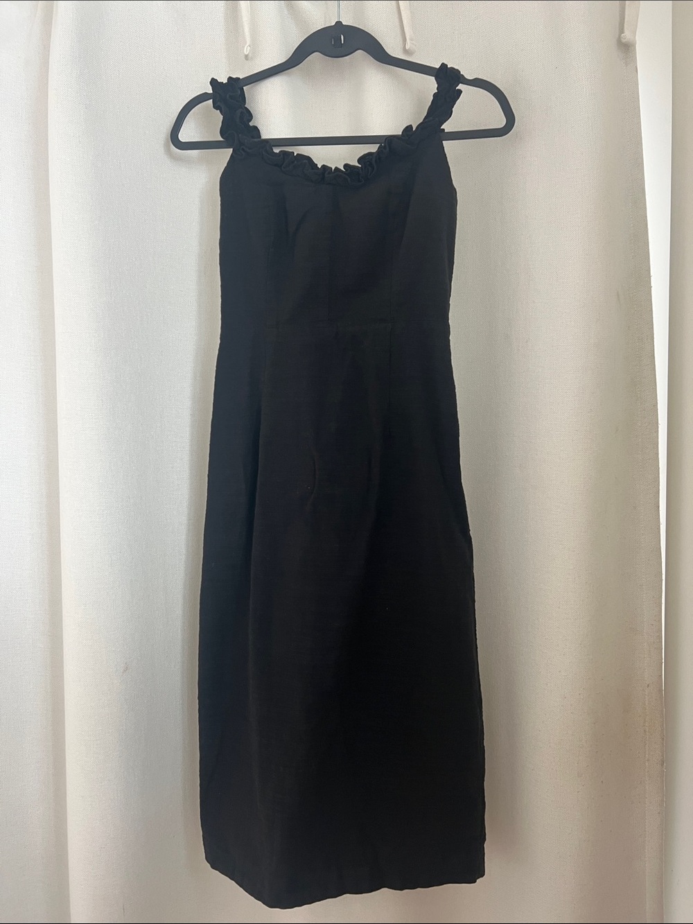 Petal & Pup Black Ruffle Strap Midi Dress